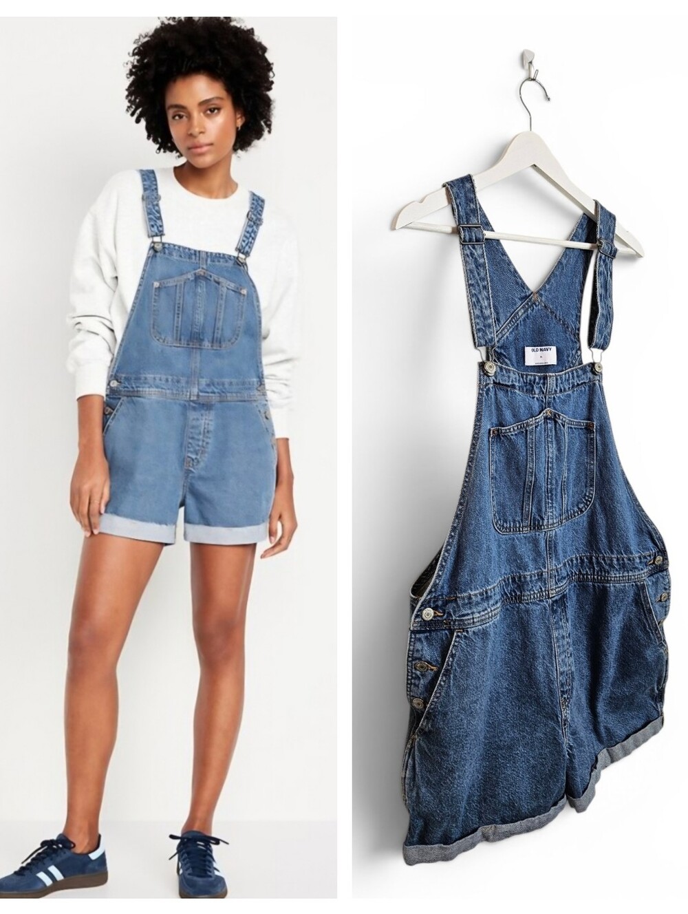 Old Navy Denim Overalls Slouchy Straight Short  XL Blue Jean Baggy Y2K Utility